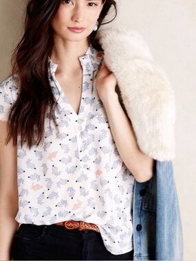 Maeve Anthropologie Hop Along Rabbit Bunny Shirt Size 6